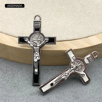 assomada 5pcs religon cross pendants dropshipping black white color jesus cross pendant for necklace jewelry accessories