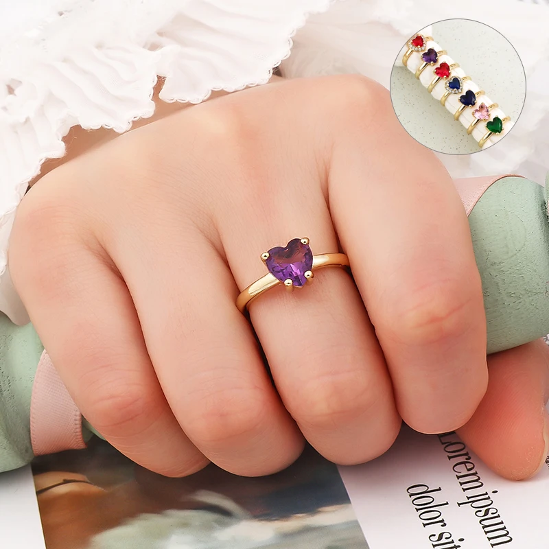 

Charms Heart Gold Plated Rings for Women Wedding Engagement Print Ring Full Diamond Jewelry Ring Black Green Paw Finger Ring