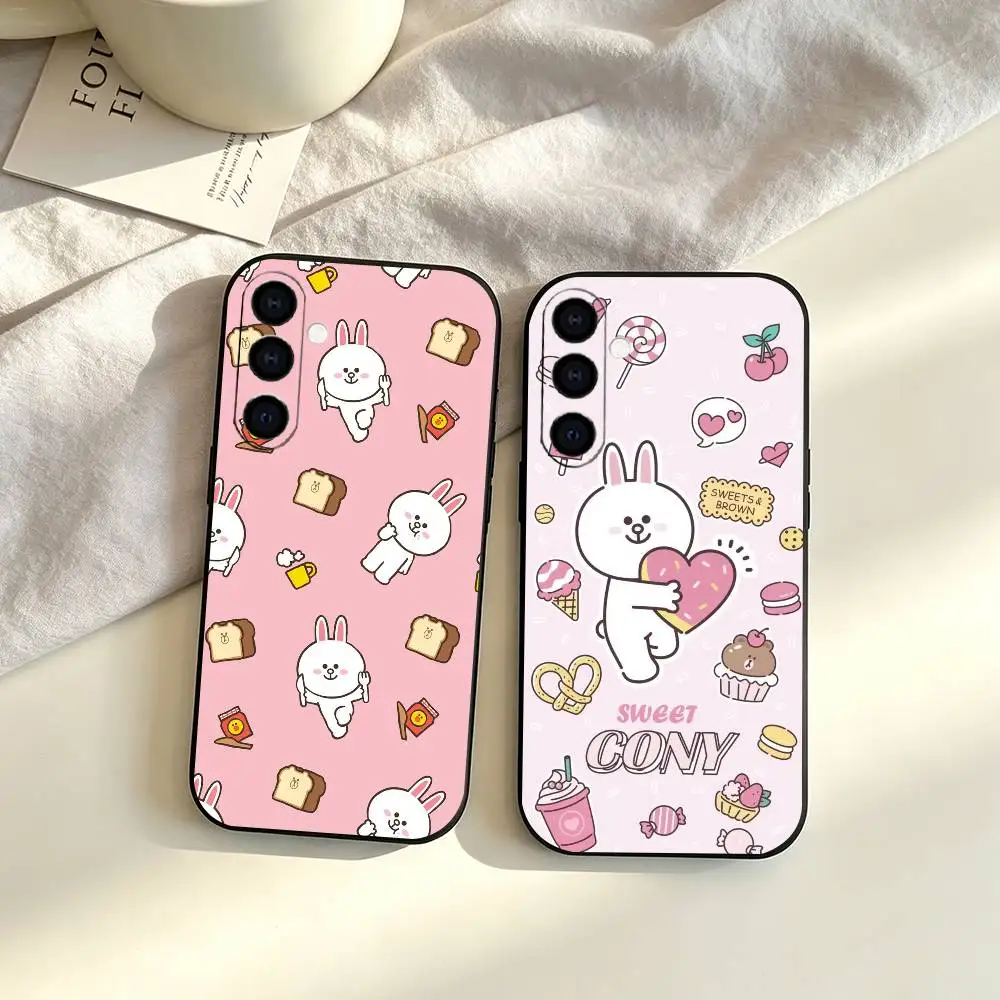 Фото Милый чехол для телефона с кроликом Кони для Samsung Galaxy A73, A72, A71, A70, A53, A52, A51, мягкий силиконовый чехол черного цвета. №1