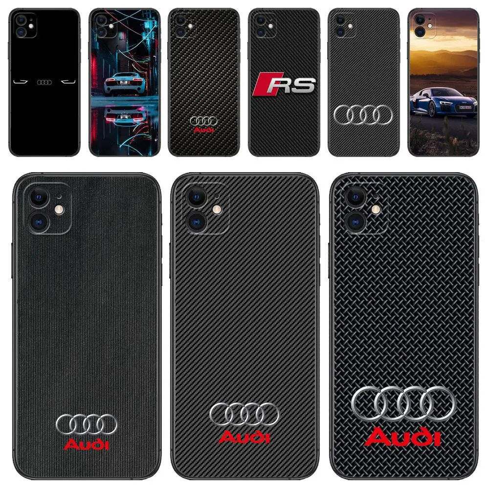 Роскошный модный автомобильный чехол для телефона Audi для Apple IPhone 14 13 12 11 Pro Max Mini SE XR X XS Max 8Plus 7plus, новый черный мягкий чехол