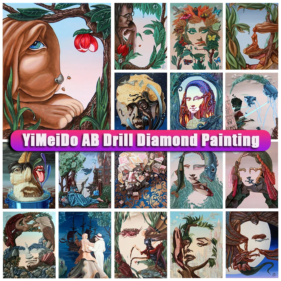 

Сумка YIMEIDO на молнии для творчества, 5D AB, алмазная живопись, Мужская абстрактная полная мозаика, искусственная картина
