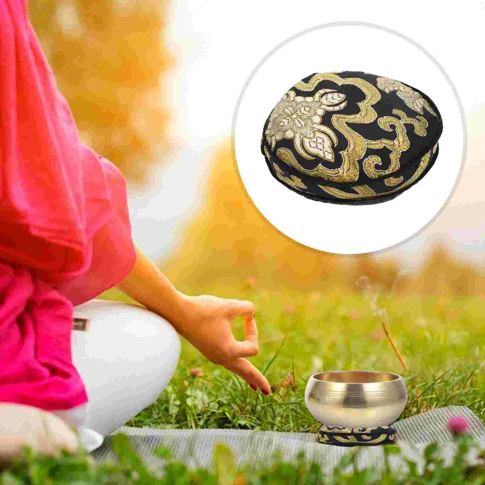 

Tibetan Singing Bowl Cushion Soft Pillows Asmr Hand Decor Wooden Fish Mat Bottom Pad Tibetan Sound Bowls Pad