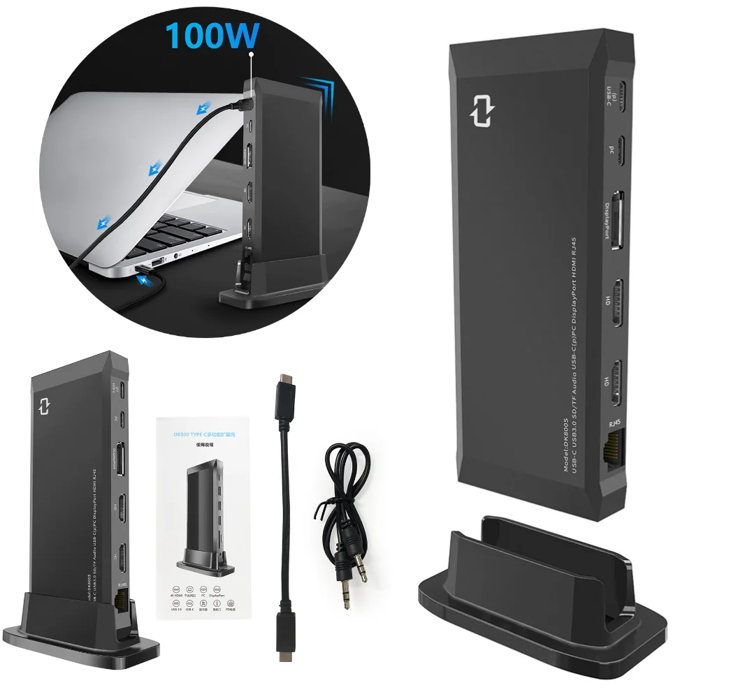 

13 In 1 Type-C Extension Hub Portable Vertical Hub Docking Station Audio Output High-speed DP HDMI-compatible for Laptop Phone