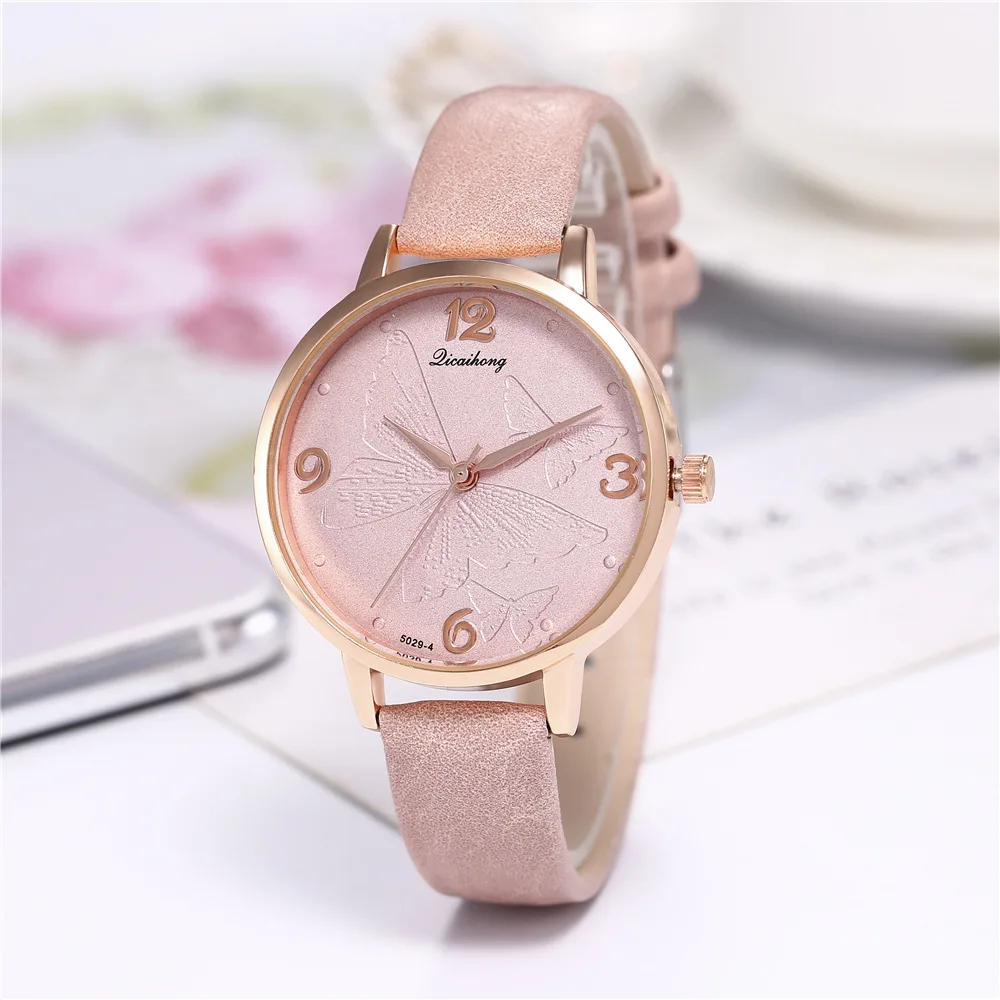 

Women Watch Butterfly Dial Bracelet Watches Ladies Leather Quartz Wristwatch Women Female Clock Dress Wristwatches Reloj Mujer