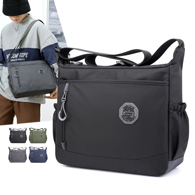Large Oxford Shoulder Bags Men Economical Messenger Bag Multilayer Leisure Design Style Solid Colors Durable Zippers