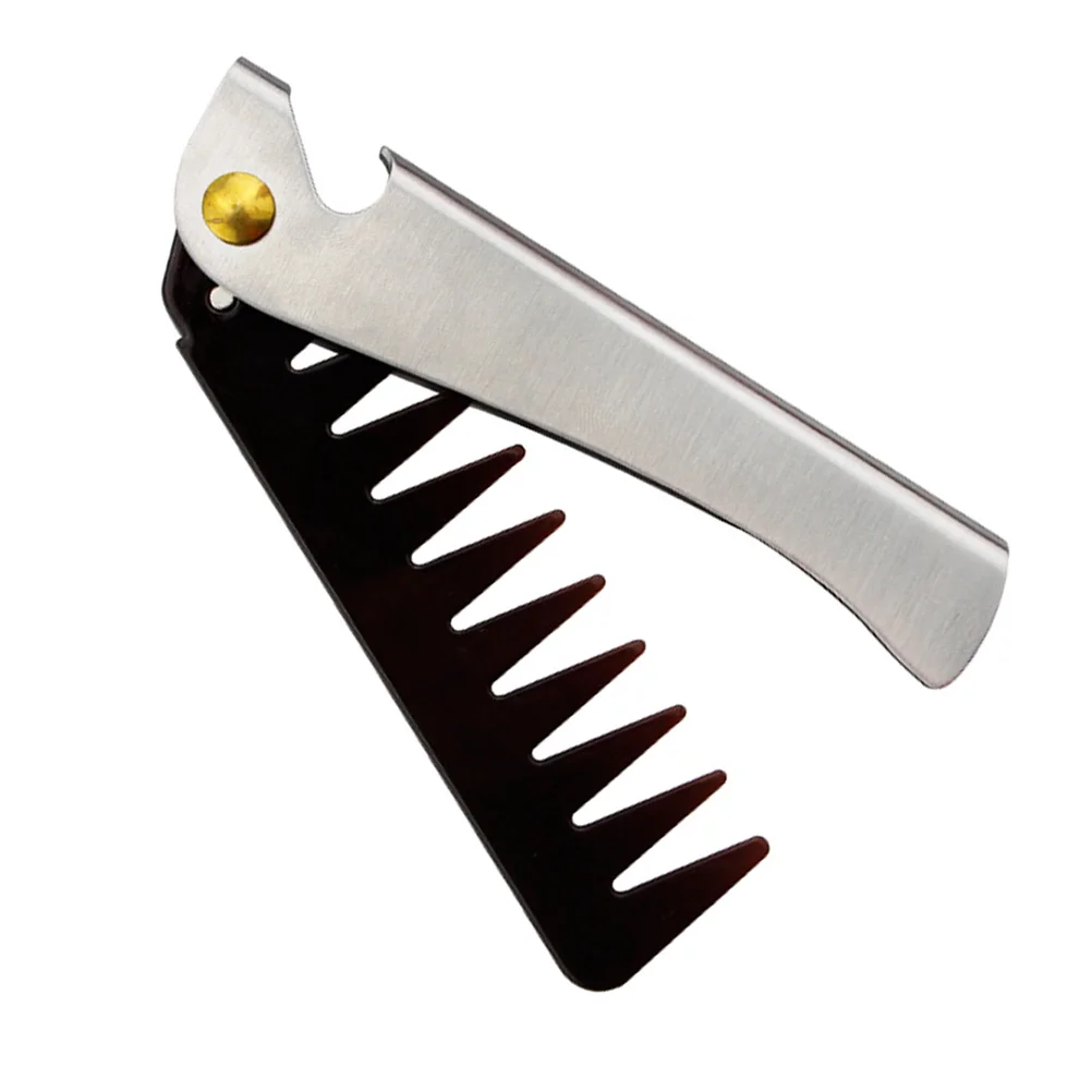 

1PC Stainless Steel Handle Comb Foldable Hair Comb Portable Pocket Comb Styling Comb for Husband Father Men (Narrow Folding