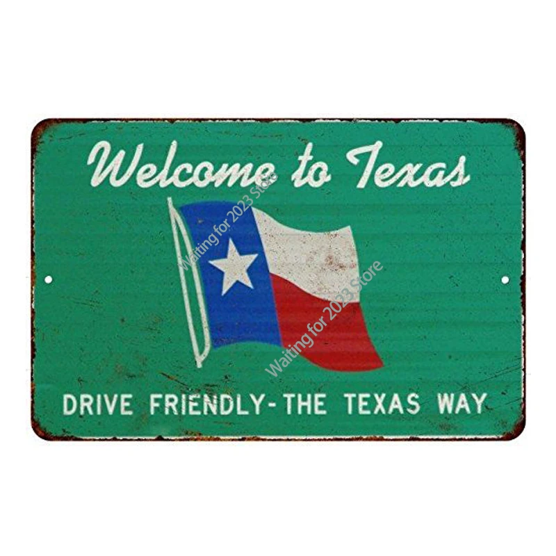 

Добро пожаловать в Техас! Удобство при вождении-Техасский путь. Оловянные Ретро знаки, картина, Классическая картина, украшение для стен
