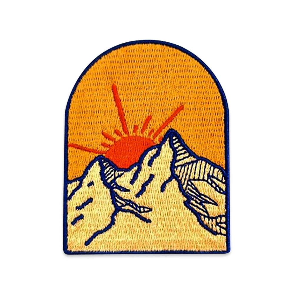 7,3 см на 5,7 см желтый фон Красивая природа рассвет горы компьютерная вышивка новая ткань этикетка патч утюгом на подложке 7,3 см на 5,7 см желтый фон Красивая природа рассвет горы компьютерная вышивка новая ткань этикетка патч утюгом на подложке