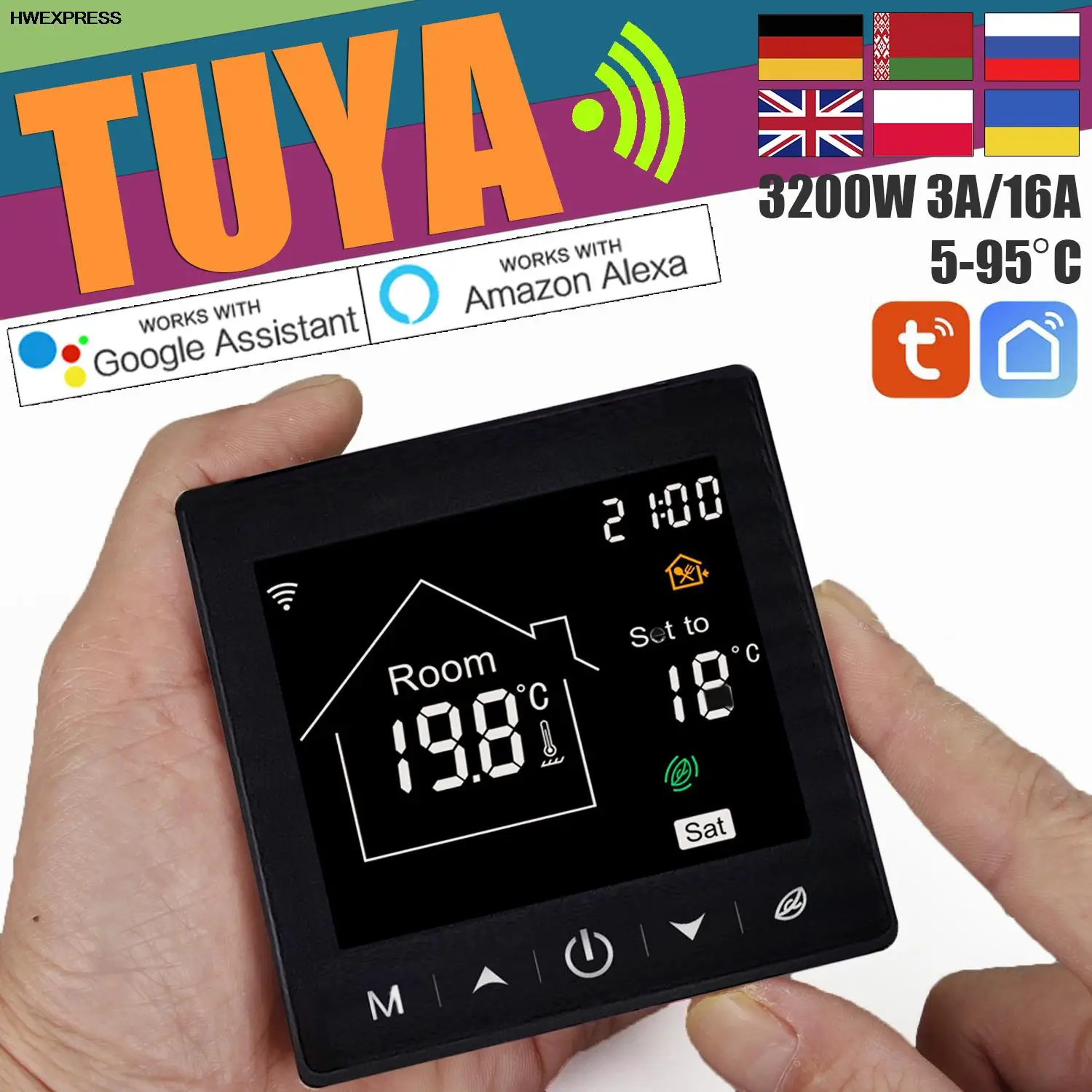 

Умный термостат для теплого пола, с Wi-Fi