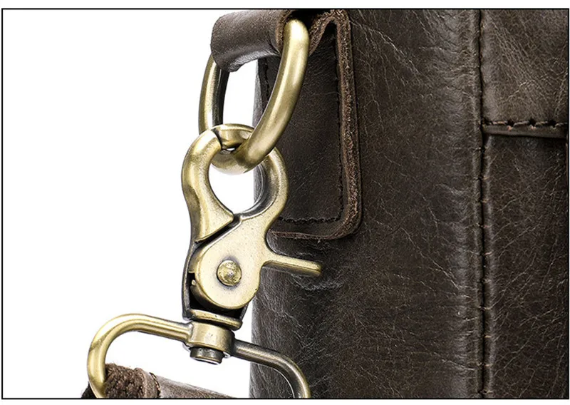 First layer cowhide men's briefcase vintage outdoor luxury natural genuine leather handbag office work laptop messenger bag