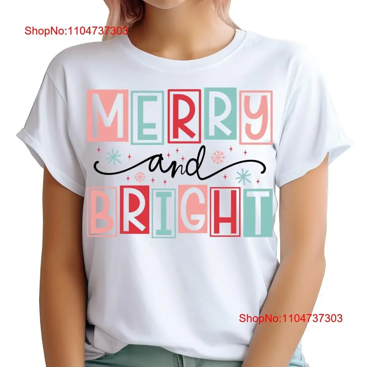 Фото Футболка Merry and Bright, женская рождественская праздничная MC, винтажная стираная дизайнерская одежда, растянутая дышащая мужская повседневная футболка с графикой №1