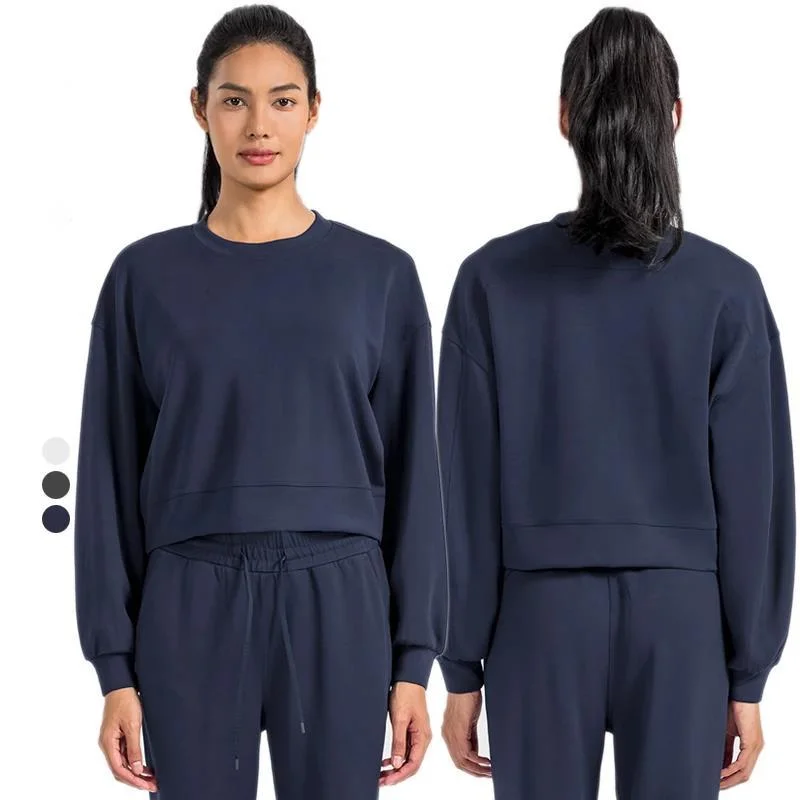 

O-neck Relaxed Fit Softstreme Perfectly Oversized Cropped Crew Feels Smooth Next to Skin Weighty Drape Long Sleeve Cotton Shirt