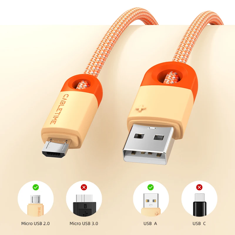 Кабель CABLETIME с USB A на Micro B 3A кабель для быстрой зарядки и передачи данных Xiaomi 10 Redmi
