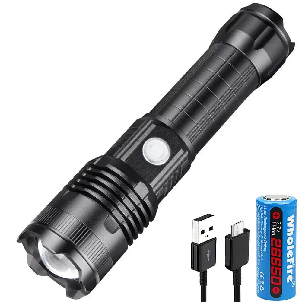 

Strong Bright Led Flashlight Usb Rechargeable Battery Power Bank Function Torch Lantern For Outdoor Camping Fishing Hiking