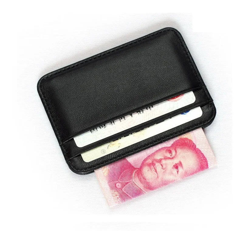 

New 100% Sheepskin Genuine Leather Credit Card Case Mini ID Card Holder Small Purse For Man Slim Men's Wallet Cardholder