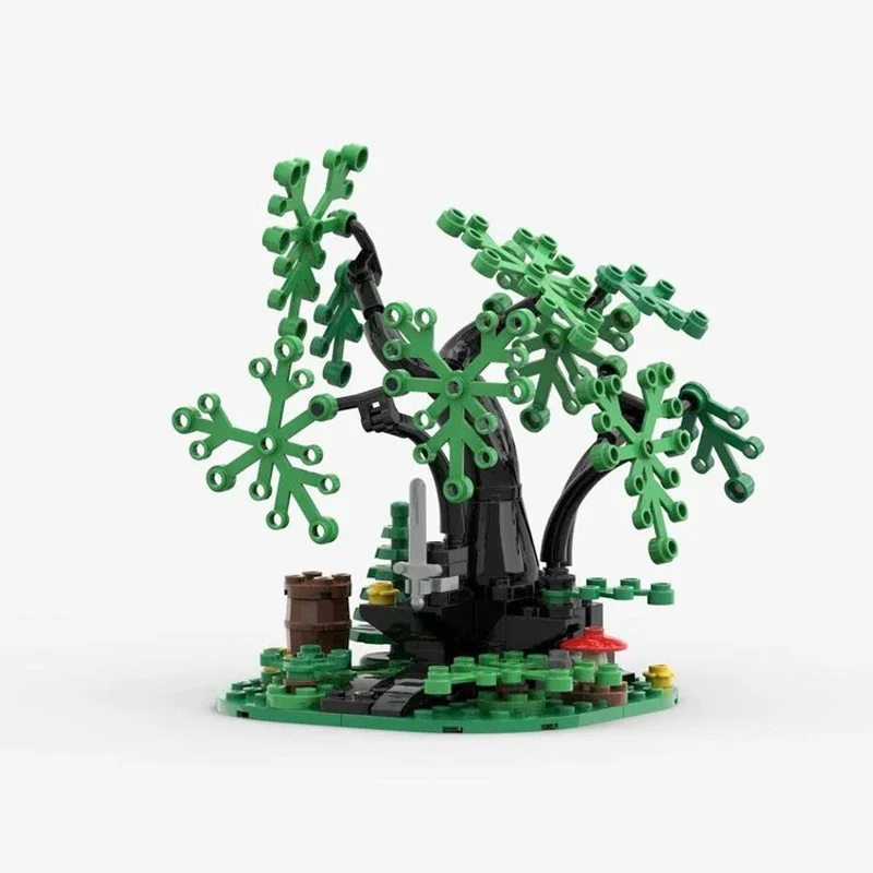 Фото Игрушки из строительных блоков MOC — это креативная сборка игрушек и рождественских подарков с помощью модели небольшого замка в средневековом лесу. №3