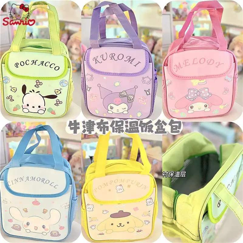 

Fashion Cartoon Sanrios Accessories Kuromi Cinnamoroll Kawaii Cute Waterproof Insulated Tote Bag Student Bento Bag Kids Gift