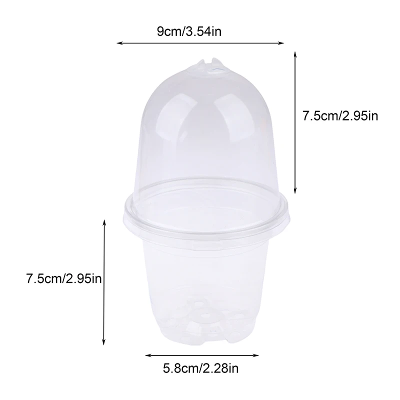 

5Pcs Plant Nursery Pot Transparent Pastic Seed Stater Cups with Cover Humidity Dome Tray Transplanting Planter Container