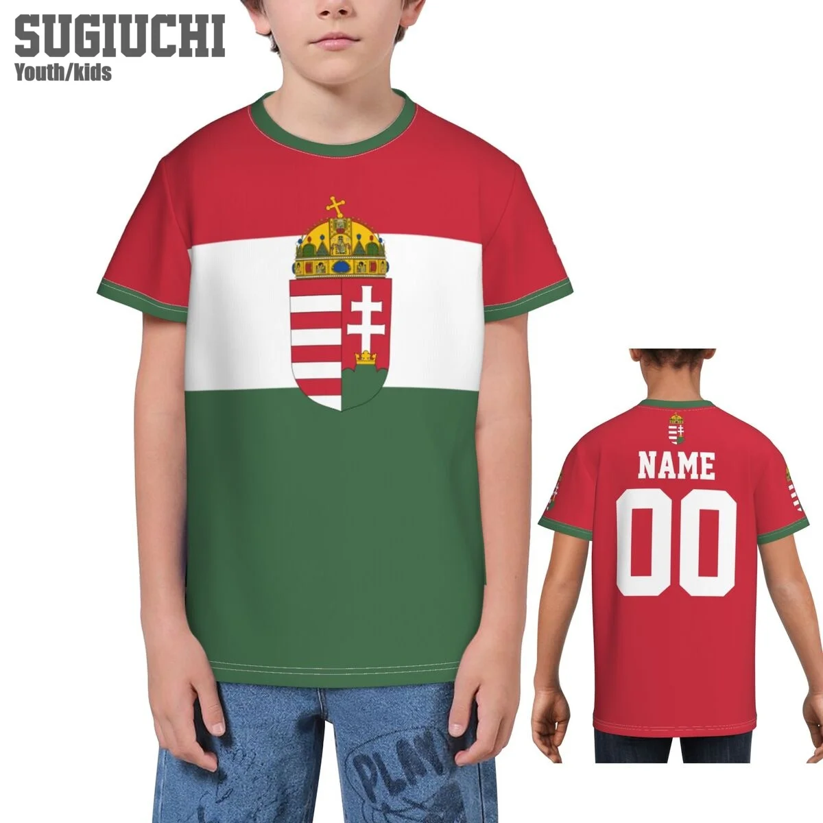 Пользовательское имя номер флаг Венгрии эмблема 3D футболки для детей молодежные