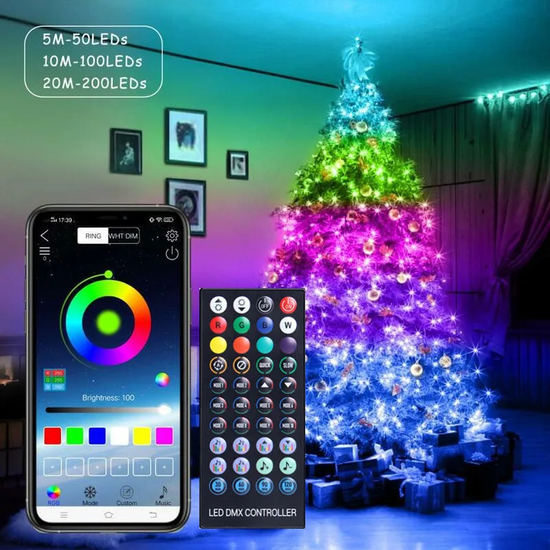 

Christmas Tree Decor Bluetooth Led String Lights Merry Xmas For Home 2022 USB Smart Lamp Navidad Noel Gifts New Year Decorations