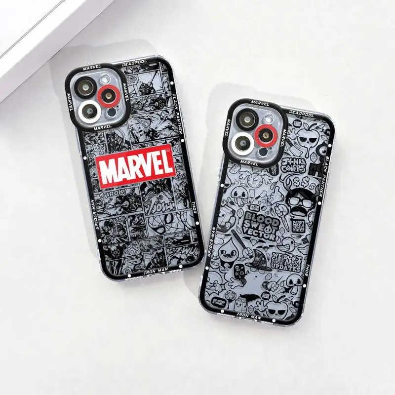 

Iron Man Black Panther Angel Eyes Clear Phone Case For iPhone 14 13 12 11 Pro Max Mini XR XS Max X XS 7 8 6 6S Plus SE Cover