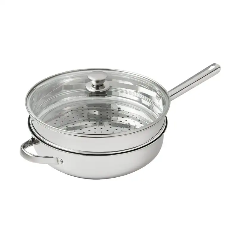 

Steel Jumbo 5-Quart Cooker with Steamer & Glass Lid