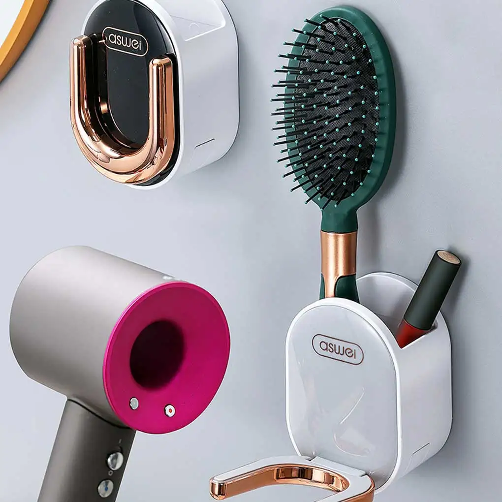 

Держатель для фена, для ванной комнаты, органайзер для щетки и бритья, кронштейн для хранения, многофункциональная стойка для ванной, душа, п...