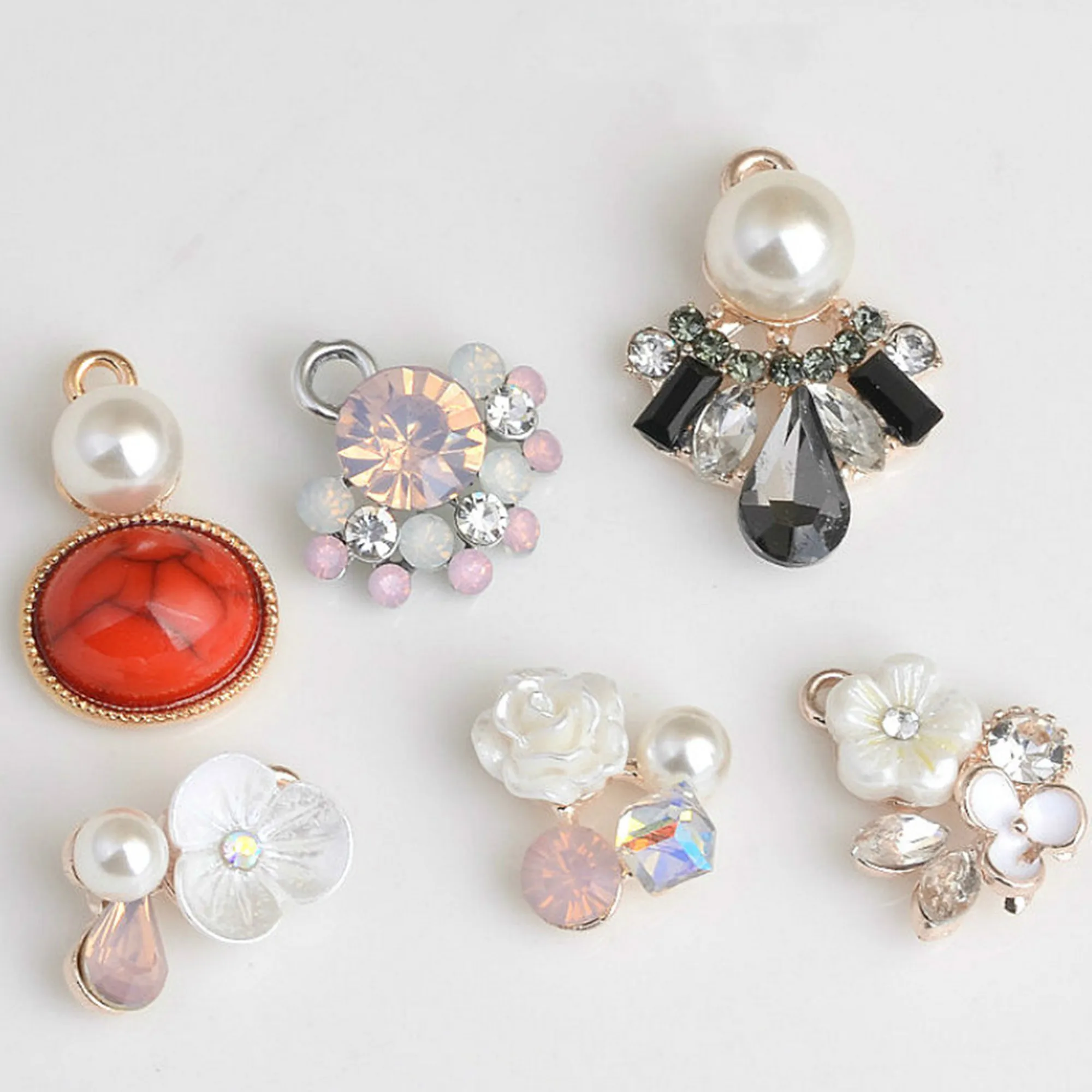 

5 шт./лот цветок горный хрусталь искусственный жемчуг кулон diy аксессуары браслет аксессуары сплав аксессуары для волос diy аксессуары