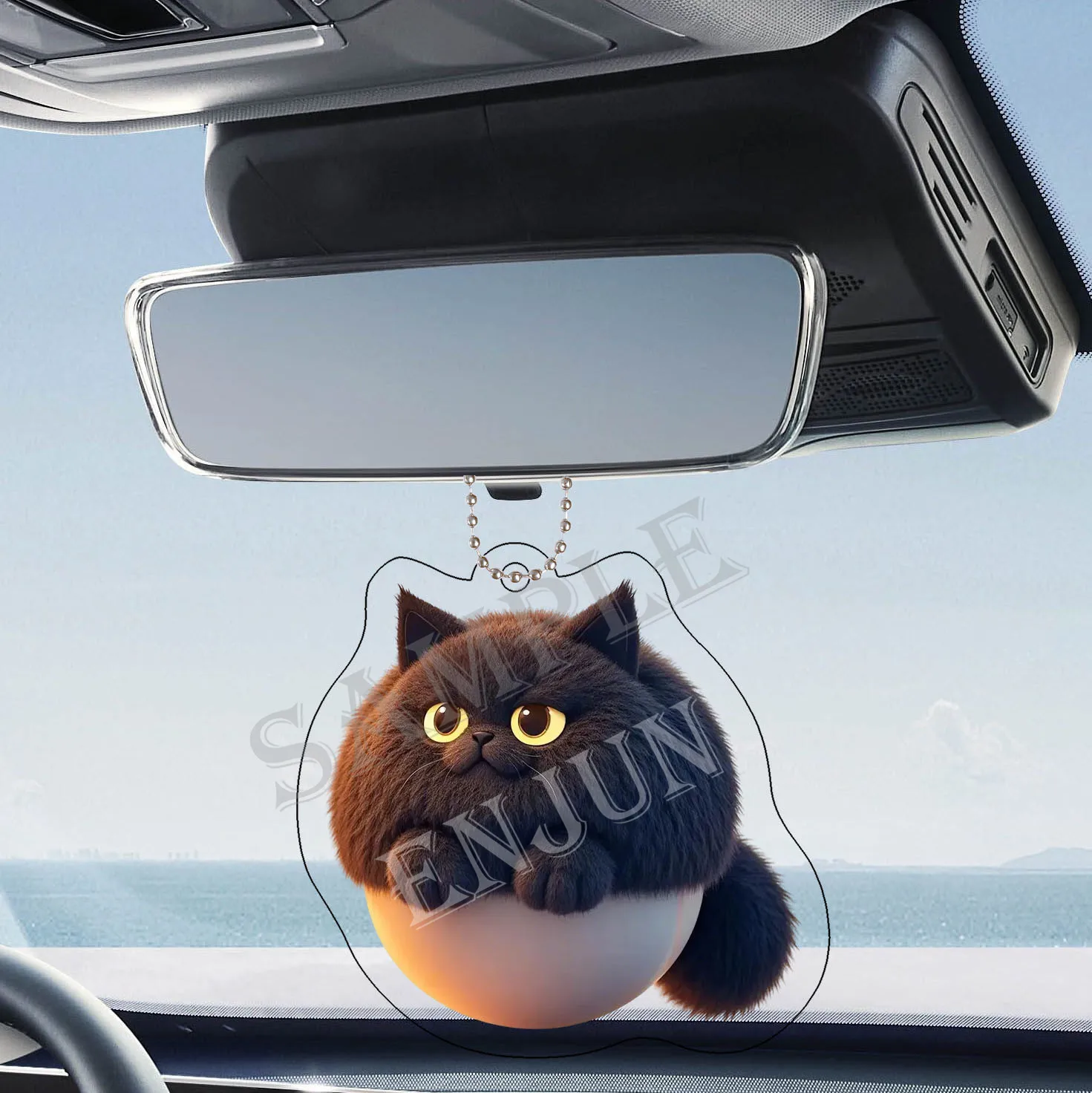 2D самолет креативный очаровательный ленивый кот узор авто зеркало заднего вида