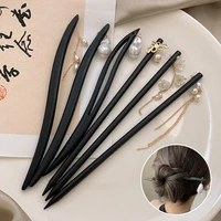 chinese style vintage wood hair sticks pearl tassel hairpin trendy female headwear diy hair accessories sandalwood hair forks