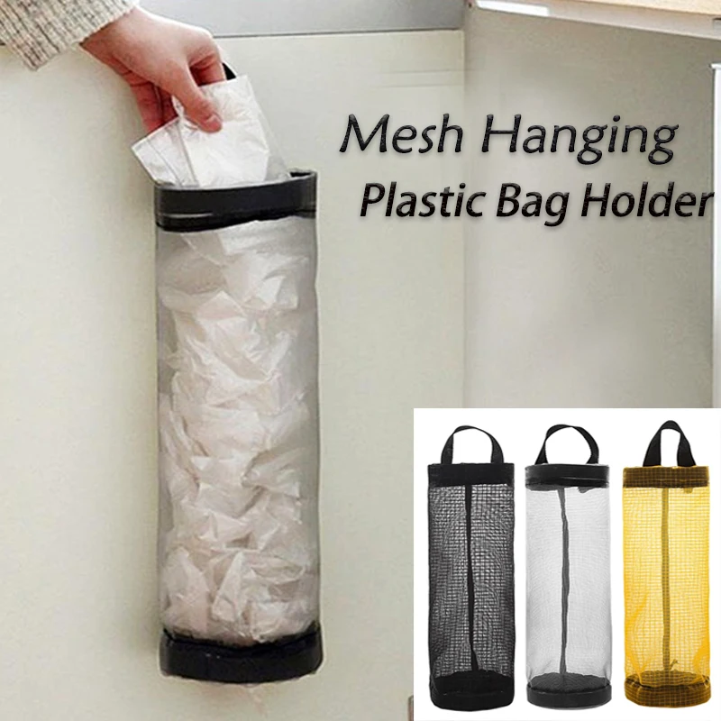 

Mesh Garbage Bag Dispensers Plastic Bag Holder Folding Hanging Storage Trash Bags Organizer Recycling Grocery Pocket Containers