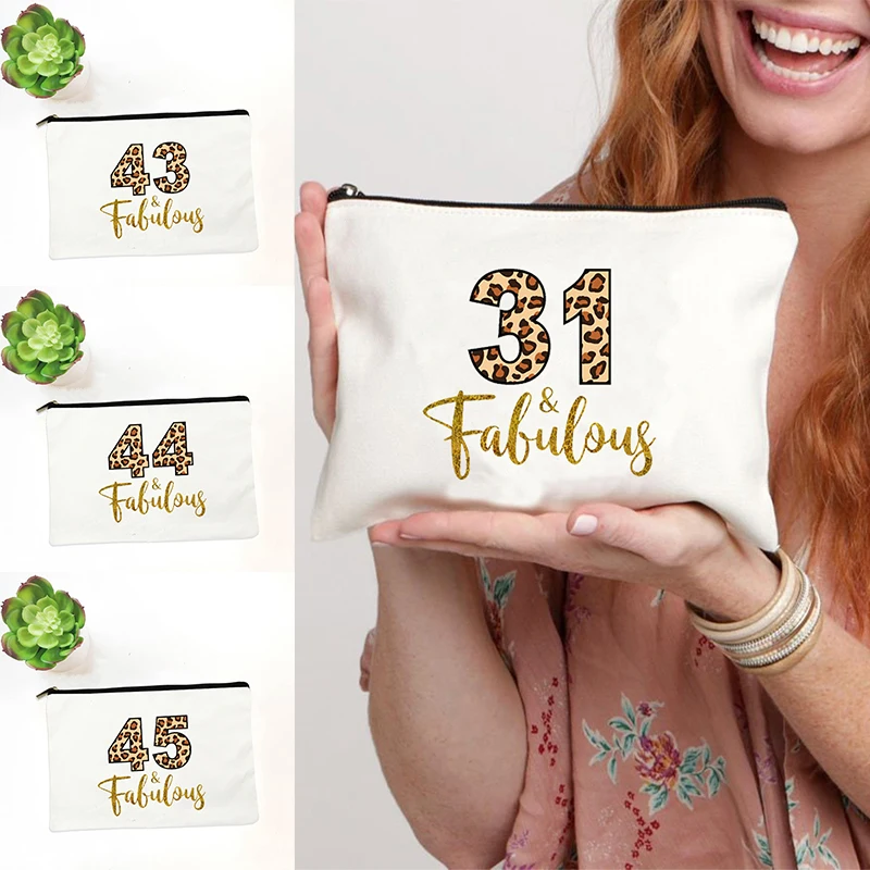 30th/40th/50th/60th Fabulous Graphic Design Cosmetic Pouch Travel Bag Toiletry Cosmetic Bag Toilet Kits Femme Birthday Gift