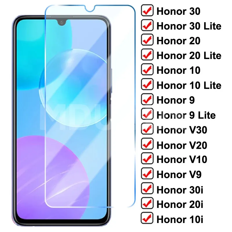 

Full Cover Tempered Glass For Huawei Honor 10 20 30 Lite 10i 20i 30i Screen Protector Protective Glass Honor 9 8 Lite V30 V20