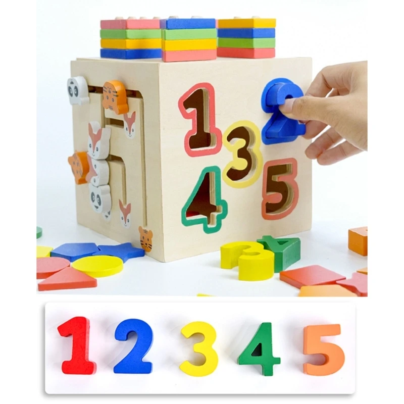 

Wooden Toy Shape Puzzle Box Color Matching Plugging Toy Game Sensory Developmental Early Learning Aids for Preschool Kid