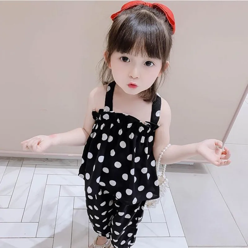 Fashion Baby Girls Clothes Summer Outfits Sleeveless Shirt Pants Suits Vest Crop Tops+Trousers Sets 2pcs 0-5T