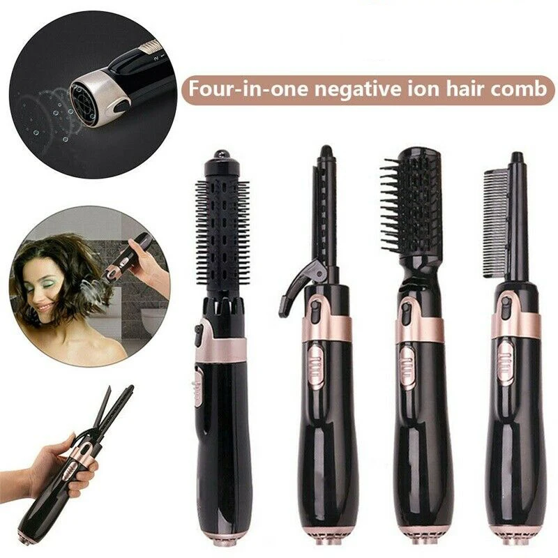 Alisador de Cabelo 4 em 1 Secador Escova Pente Modelador Quente Estilor Ferramenta ar