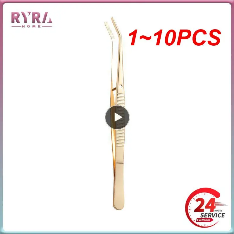 

1~10PCS Stainless Steel Tweezers Serrated Curved Instruments Tool