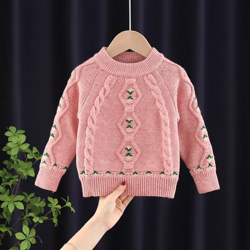 

Свитеры для девочек на осень-зиму 2023, детские вязаные свитеры, пальто для детей от 1 до 7 лет, одежда, топы