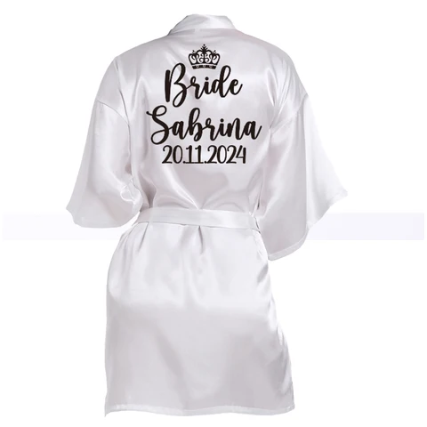 Индивидуальный Логотип, Свадебный халат из искусственного шелка, Свадебный халат для невесты, подружки невесты, женский халат для девичника, курицы