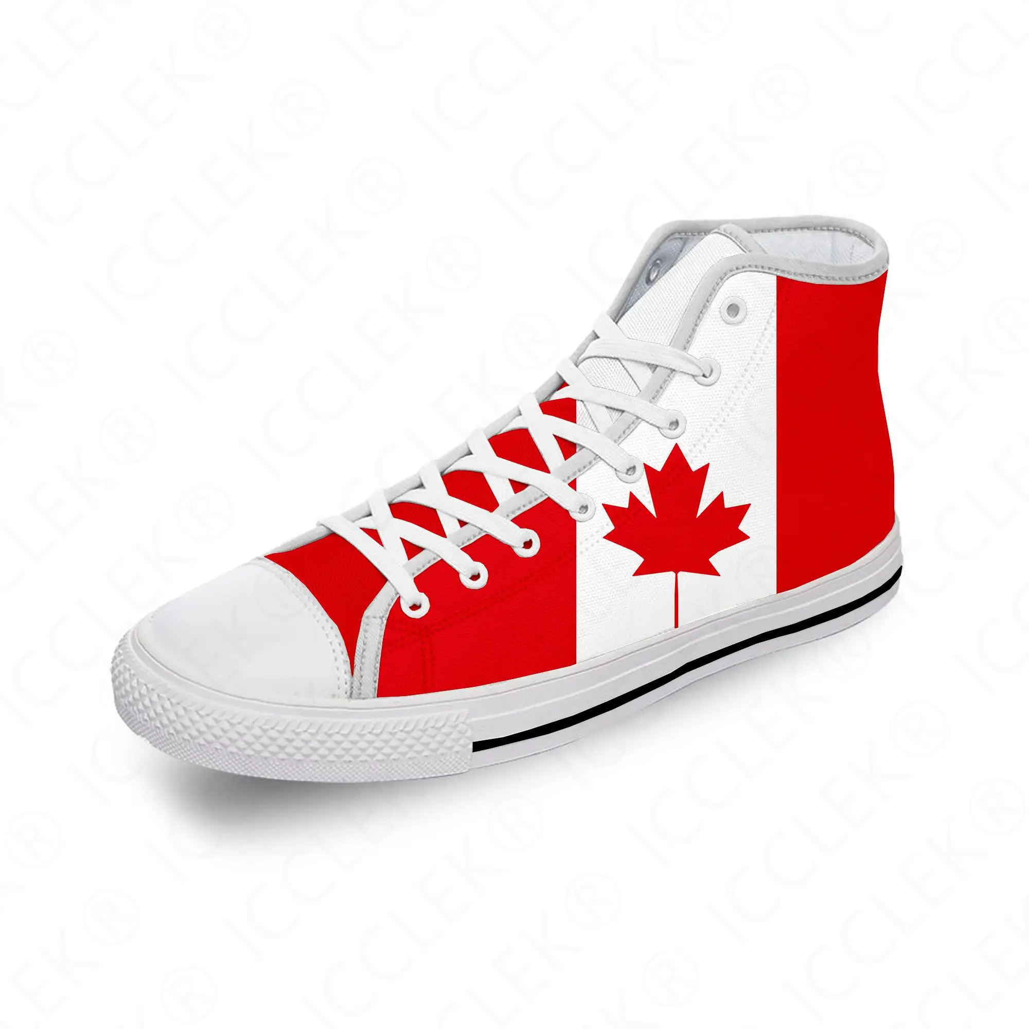 

Холщовые кроссовки для мужчин и женщин, легкие дышащие кеды с принтом флага Канады, Красного клена, забавная белая ткань, высокие берцы с 3D рисунком