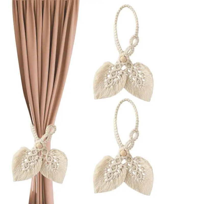 Макраме в стиле бохо, декоративные подвески, кисточки, ручная работа, лист, хлопчатобумажная нить, настенный подвесной гобелен, Аксессуары для штор