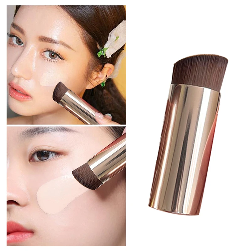 

Mini Foundation Brush Flat-head Makeup Brush Metal Handle Brush Liquid Foundation Brush Soft Hair Portable Women Makeup Tool 1PC