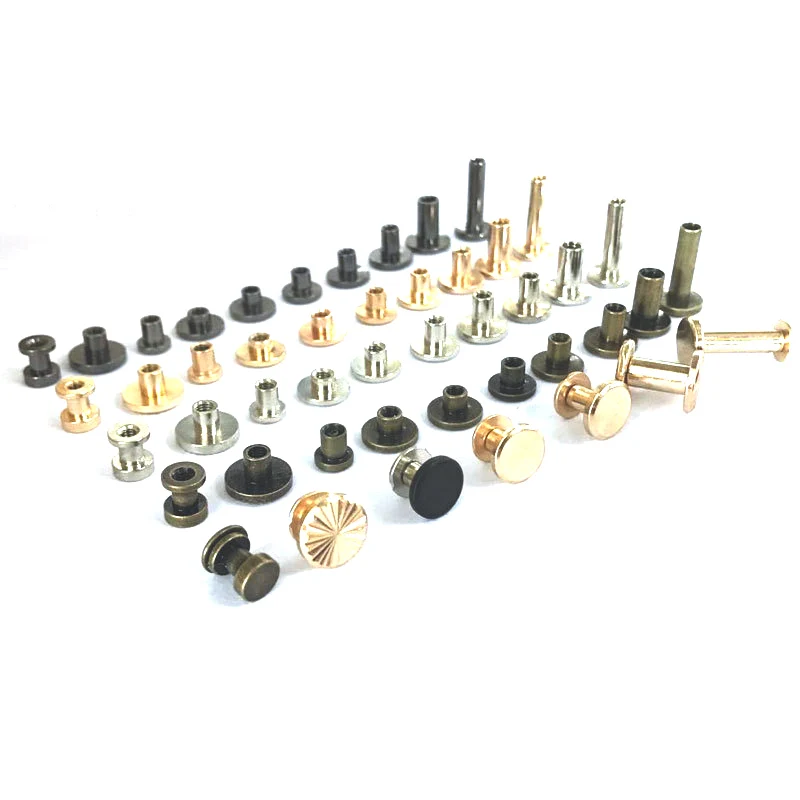 

10sets Round Head Screws Strap Rivets Screw Leather Craft Solid Nail Bolt Bookkeeping Rivets for Luggage Craft Clothes/Bag/Shoes