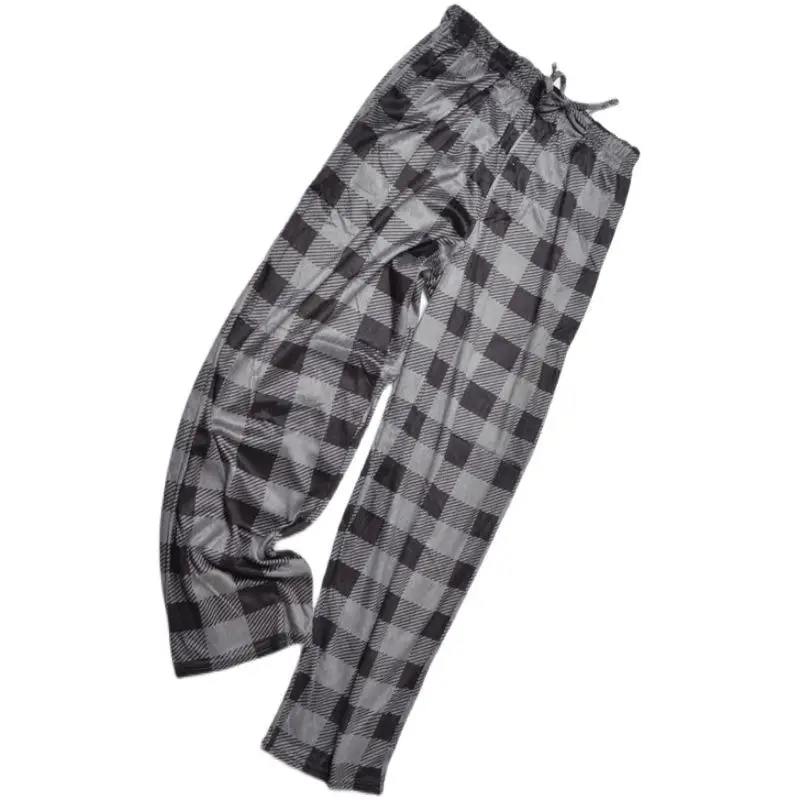 New Winter Men's Trousers Reversible Velvet Soft Pajama Pants Casual Plaid Sleeping Bottoms