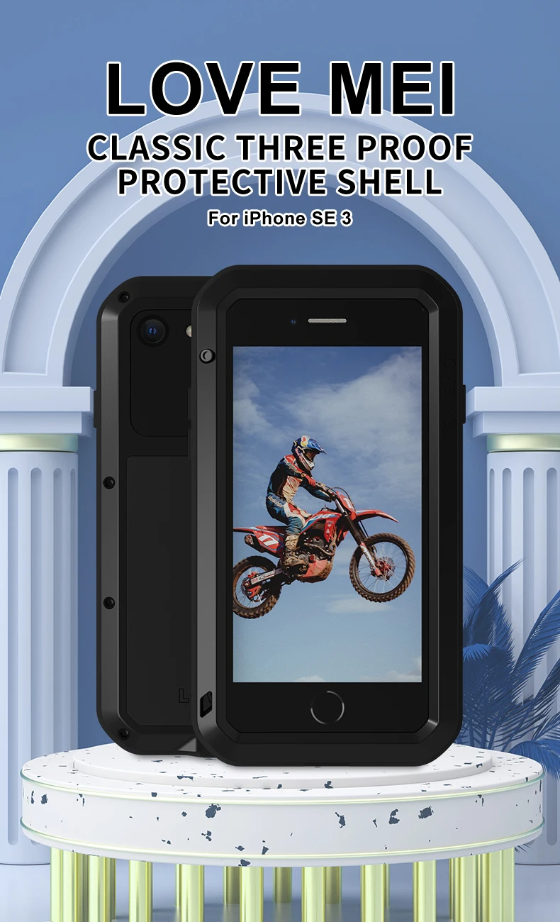 

Lovemei Powerful Case For iPhone SE3 360 Armor Heavy Duty Metal Shockproof Waterpoof Cases For iPhone SE 3 2022
