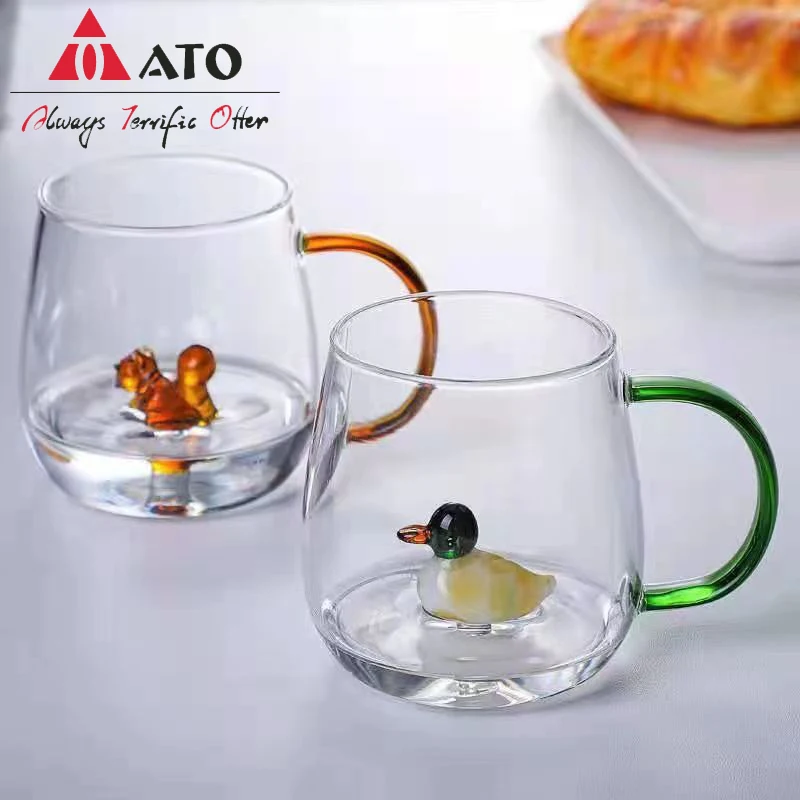 ATO Three-dimensional Plant Shape Coffee Milk Drink Mug Cute Home Breakfast Glass Children's Water Cup Drinkware Gift