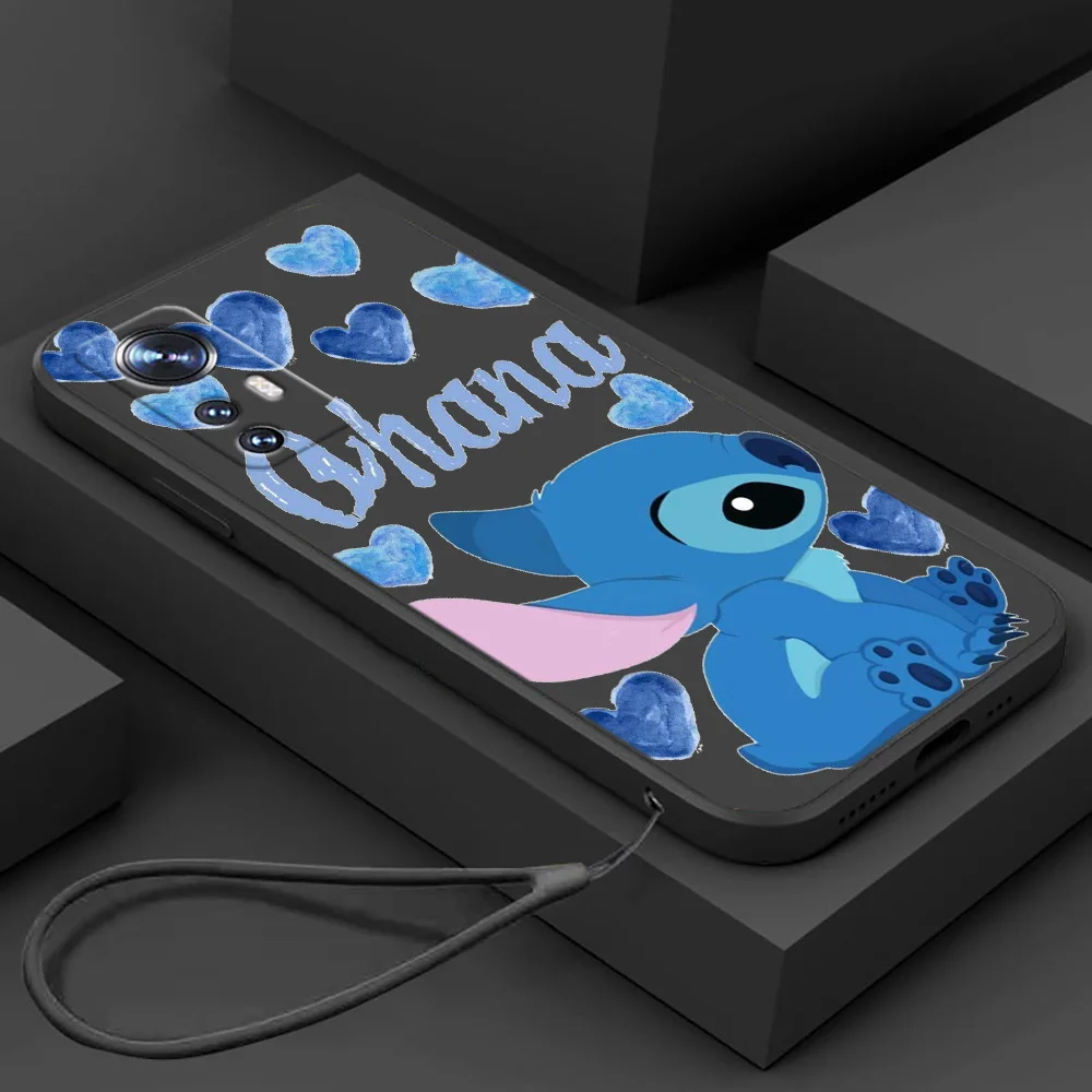 

NEW Disney Stitch Love Phone Case For Xiaomi Mi 12T 12S 12 11T 11 10T 10S 10 9 Ultra Lite Pro Liquid Rope Funda Cover