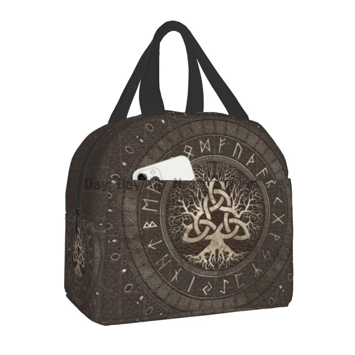 

Tree Of Life With Triquetra Insulated Lunch Bags for Women Vikings Resuable Cooler Thermal Bento Box Kids School Children