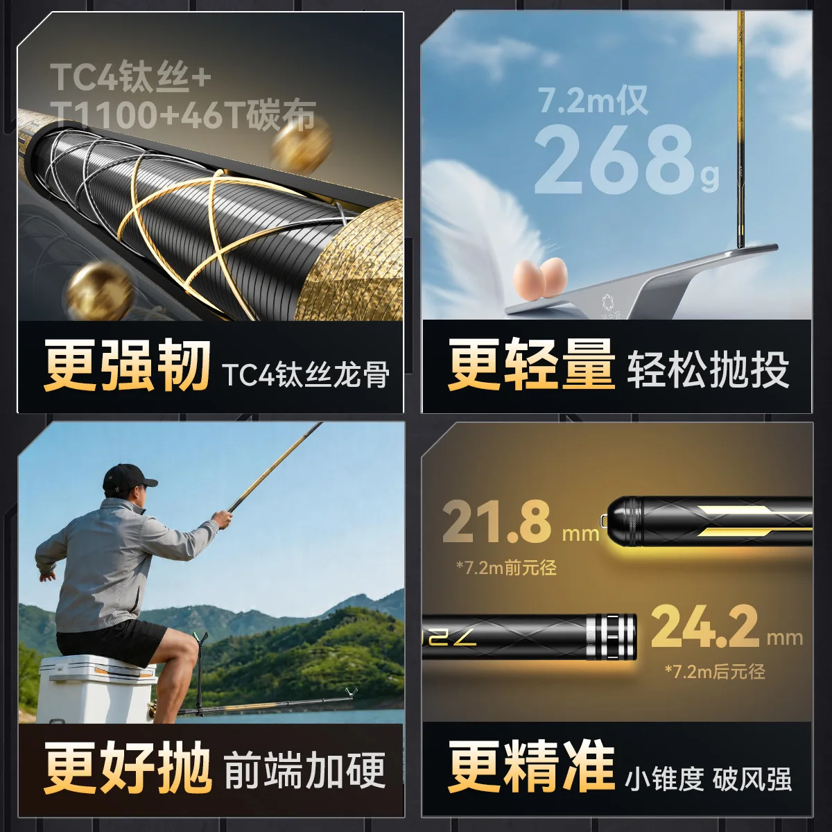Фото Удочка YUZHIYUAN Titanium Martial God Big Rod, высокоуглеродистая, сверхлегкая, жесткая, для ловли серебряного и толстолобого карпа, гигантская удочка №5