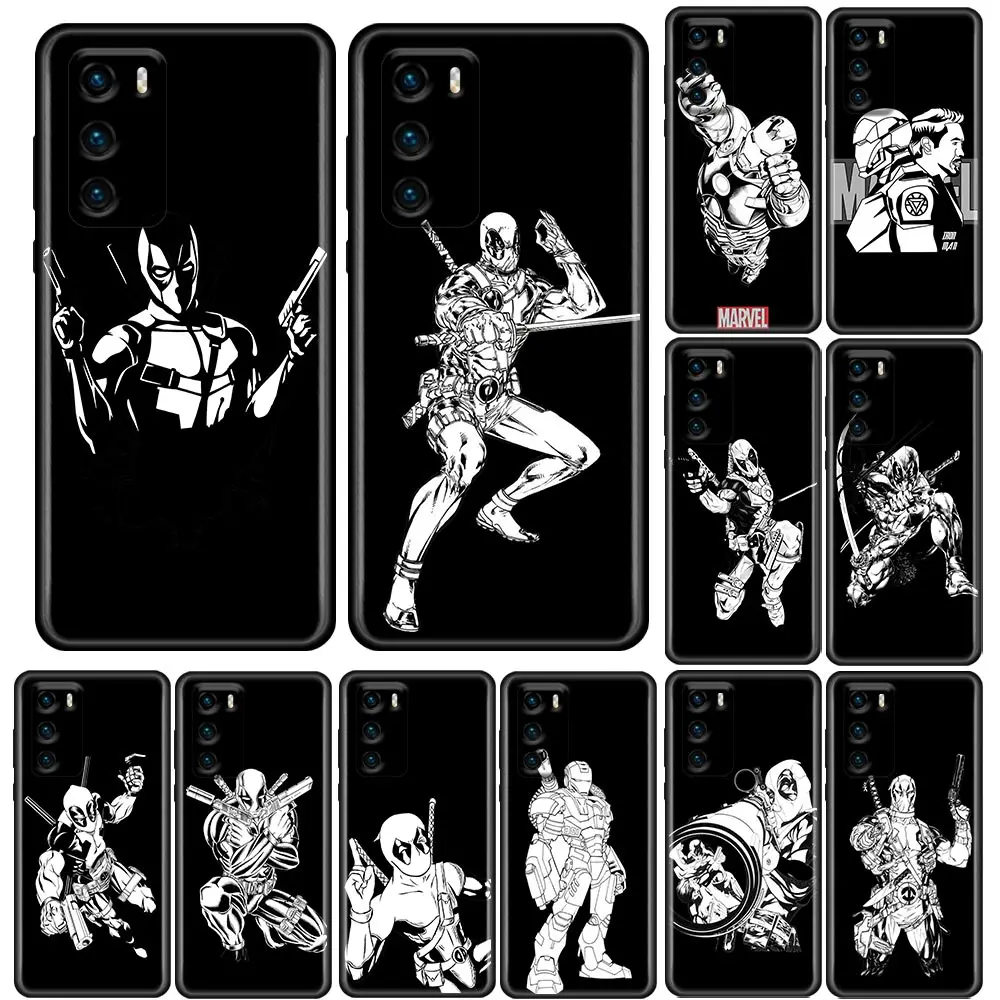 

Phone Case for Huawei P10 P20 P30 P40 P50 P50E P Smart 2021 Pro Lite 5G Plus Soft Silicone Case Cover Marvel Deadpool